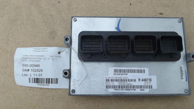 2007 dodge nitro 4.0 awd  /ecm / ecu electronic engine control module unit