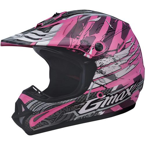 Gmax gm46x-1 shredder mx/snow/water helmet - pink/white / lg (large)