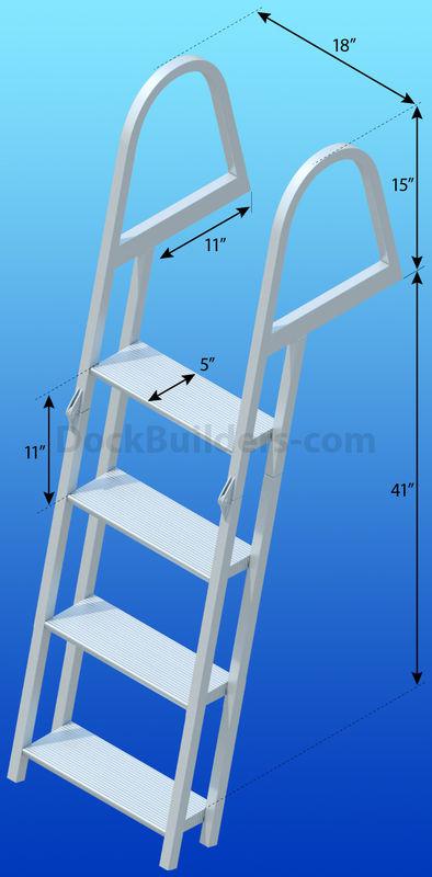Find 4 Step Angled Straight Folding Dock Ladder With 5 Wide Steps