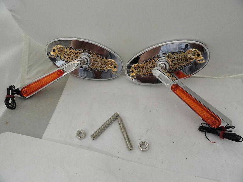 Chopper "new" set of chrome/gold mirrors w/ skulls