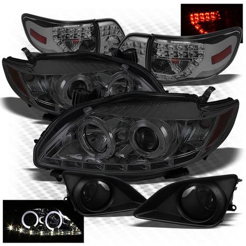 09-10 corolla smoked drl pro headlights + led perform tail lights + fog lights