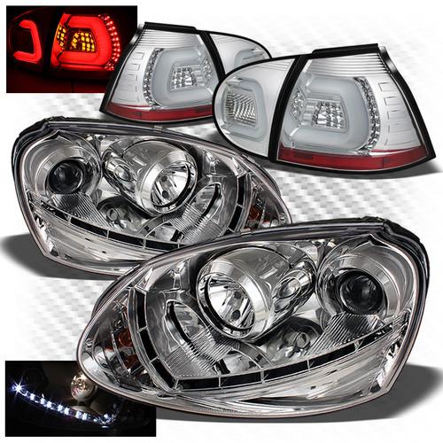 06-09 rabbit drl led projector headlights + philips-led perform tail lights set