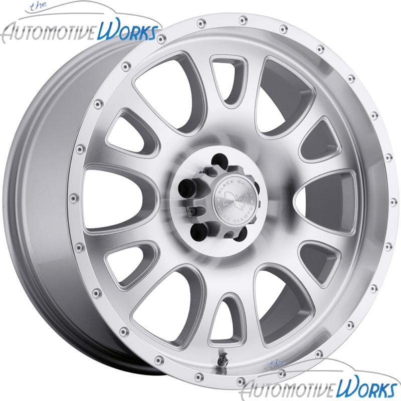 1 - 18x9 black rhino lucerne 8x165.1 8x6.5 +12mm silver machined rim wheel 18"