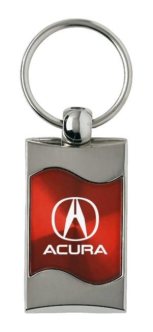 Acura red rectangular wave metal key chain ring tag key fob logo lanyard