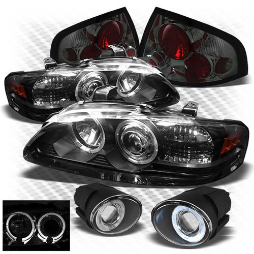 00-03 sentra black pro headlights + smoked tail lights + projector fog lights