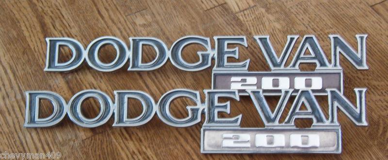 Dodge van 200 script side emblems pair mopar oem metal badge 78-81? 79 80 lot