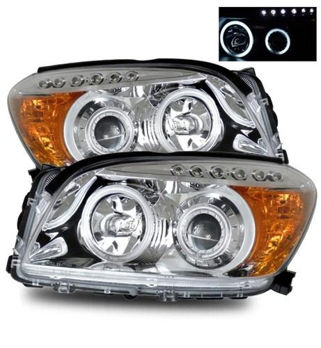 06-08 toyota rav4 jdm ccfl 7000k angel eye halo clear chrome projector headlight