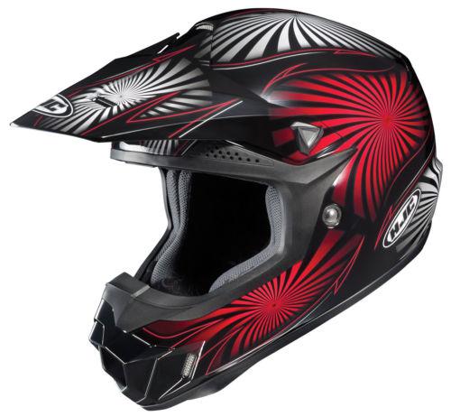 New hjc cl-x6 motocross whirl adult helmet, black/red/white, xs