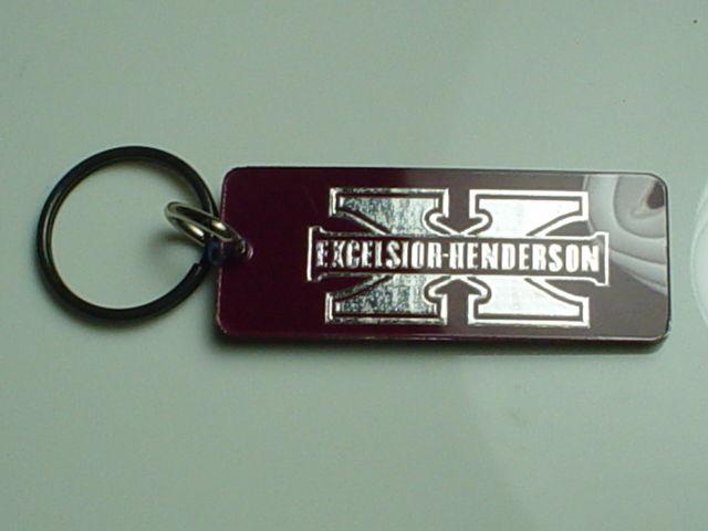 Excelsior henderson key chain fob dark red & chrome solid