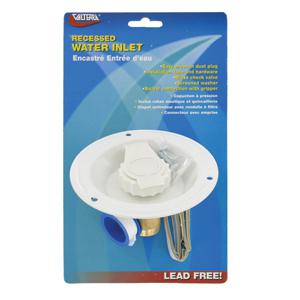 Valterra water inlet, recess, white, lead free, carded a01-0176lfvp