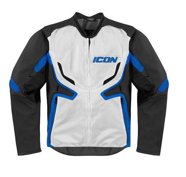 Icon compound mesh leather/textile motorcycle jacket blue 2xl/xx-large