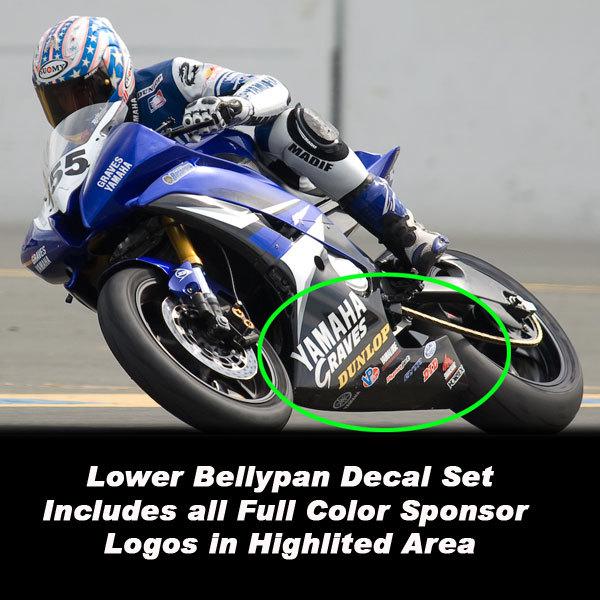 2008 r1 r6 lower bellypan sponsor decal kit