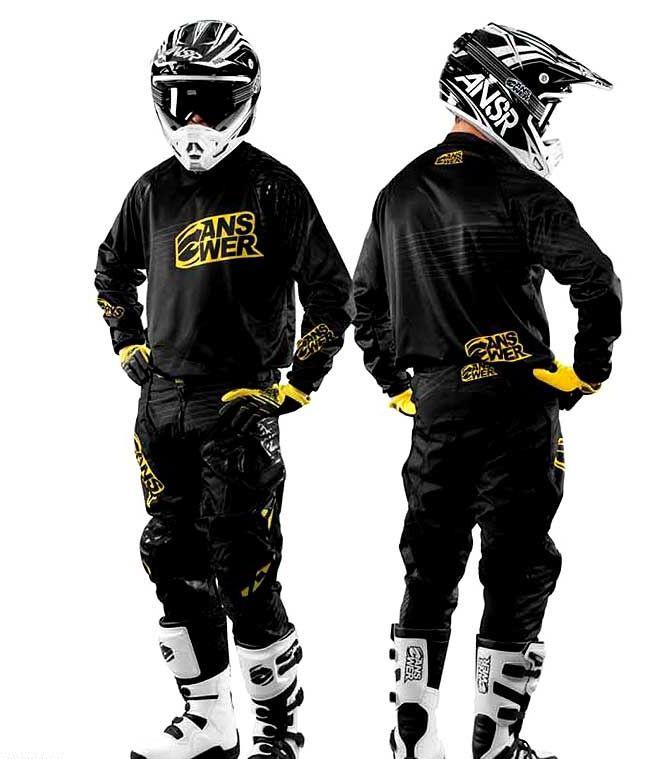 Answer elite offroad gear set jersey pant gloves blk/yel atv utv motocross