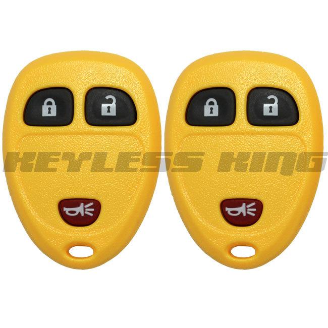 2 new yellow replacement keyless remote key fob clicker transmitter for 15777636