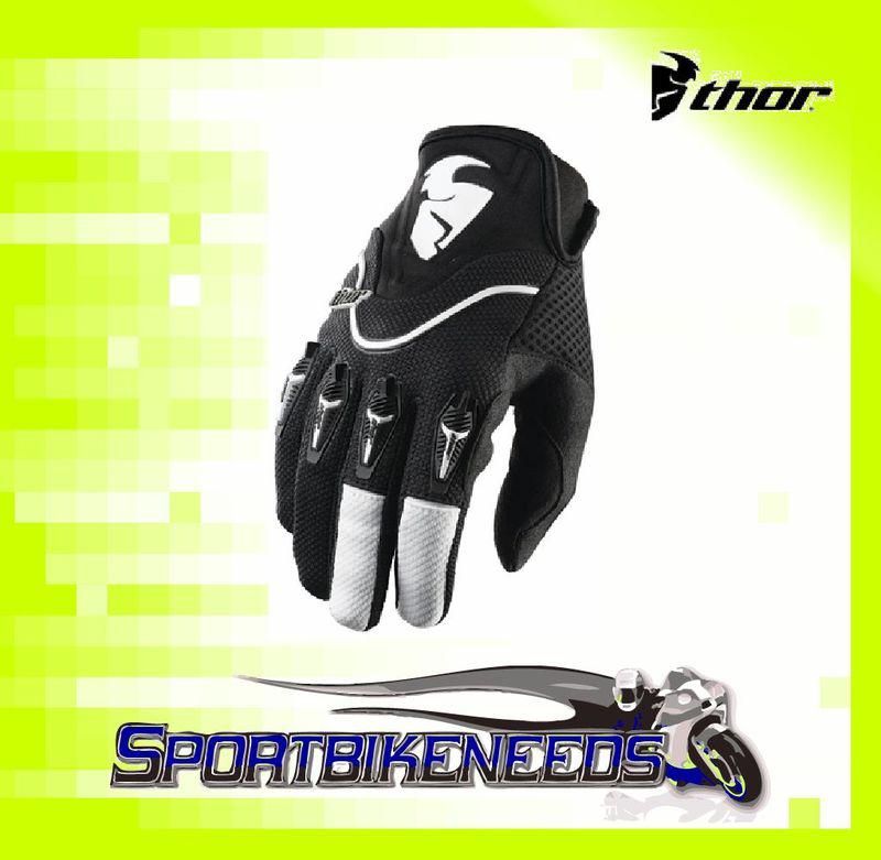 Thor 2012 flow gloves black white motocross small s sm