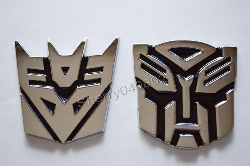 1 pair metal transformer autobot decepticon car sticker emblem badge logo decal