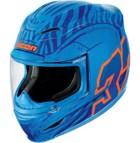 Icon airmada bostrom motorcycle helmet blue number 32 s sm small