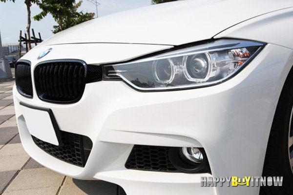 Carbon fiber bmw f30 sedan 4dr front kidney grill grille covers replacement pair