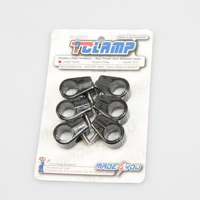 Made for you prod hose mounting clamps t-style nylon black single .625" dia hole