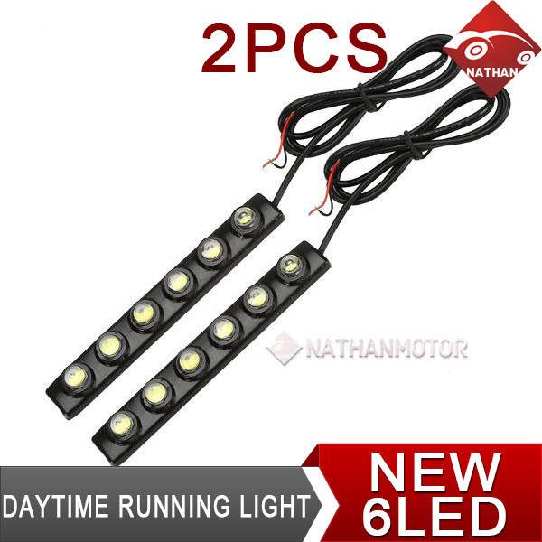 2x 6led flexible daytime running driving light head lamp bulb drl car white wow