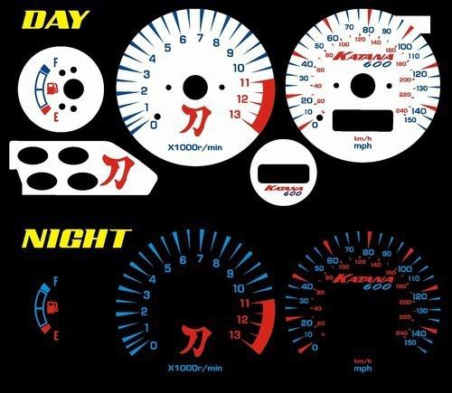 Suzuki katana 600 & 750 white face plasma glow gauge 98 99 00 01 02 03 04 05 06