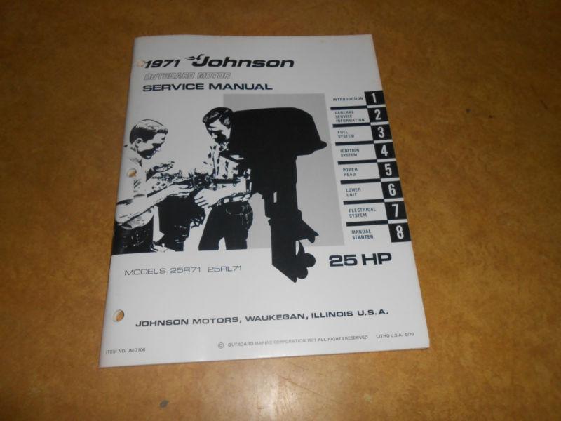 1971 25 hp johnson outboard factory repair & service manual evinrude 25hp 