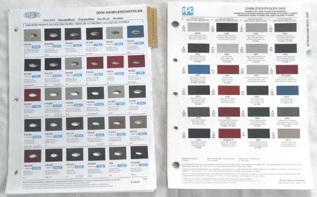 2001 chryler dodge plymouth mopar truck color paint chip charts all models