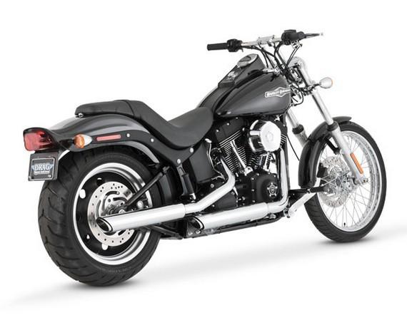 Vance & hines twin slash 3 in rnd muffler chrm harley-davidson flstf 2007-2010