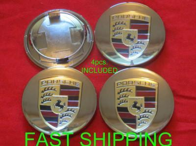 4pcs. porsche cayenne chrome colored center cap sil 911 993 996 997 boxster new