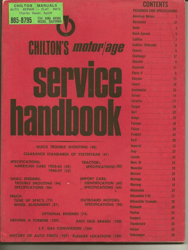 1971 chilton's motor age service handbook    us cars, tractors, trucks, outboard