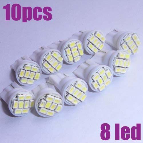 10x white t10 8 smd led license plate light bulbs 194