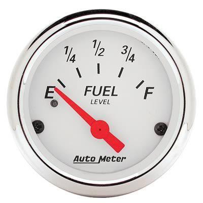 Autometer arctic white electrical fuel level gauge 2 1/16" dia white face 1315