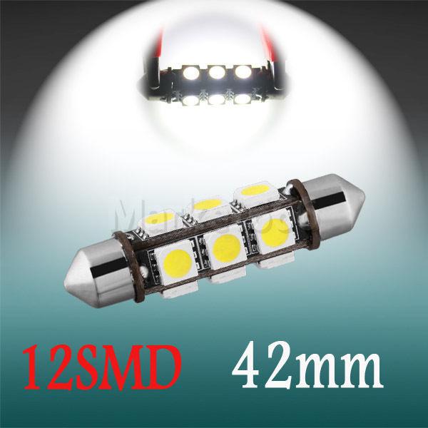 42mm 12 smd 5050 pure white dome festoon dashboard car led light bulb lamp