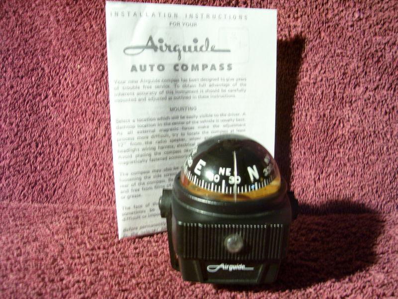 Vintage  50s 60s 70s black airguide compass lights w mount auto truck accessory 