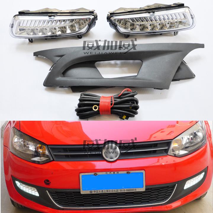 For 2011 volkswagen vw polo led drl daytime running fog light lamp cover 2pcs aa