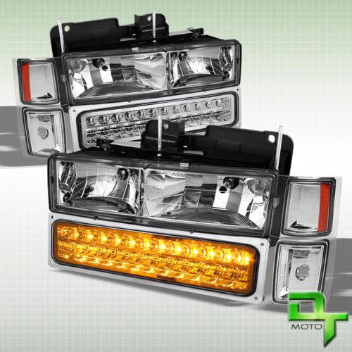 94-99 chevy c10 c/k tahoe suburban silverado 8in1 led bumper +headlights +corner