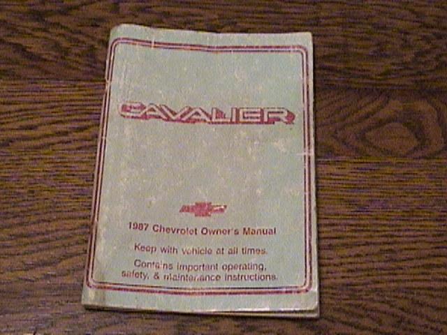 1987 chevrolet chevy cavalier owner's manual