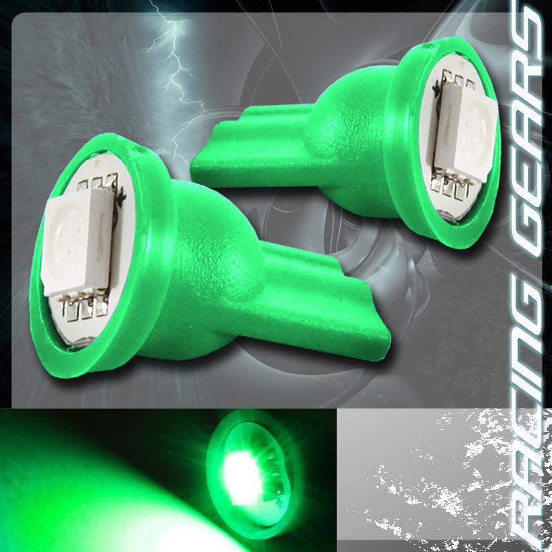 2x green smd led t10 wedge interior instrument panel gauge license light bulbs