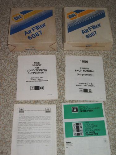 1986 chevrolet sprint instruction manuals &amp; lot of 2 napa 6087 air filters bonus