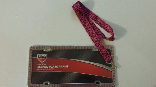 License plate frame bling jeweled and leopard lanyard car accessories