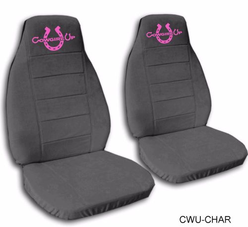 Cowgirl up on charcoal universal seat covers other colors available