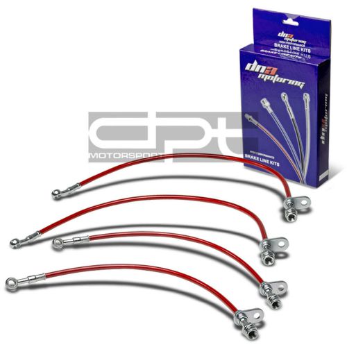 4-pcs stainless hose brake line for acura rsx/tsx/tl/cl honda civic si crz red