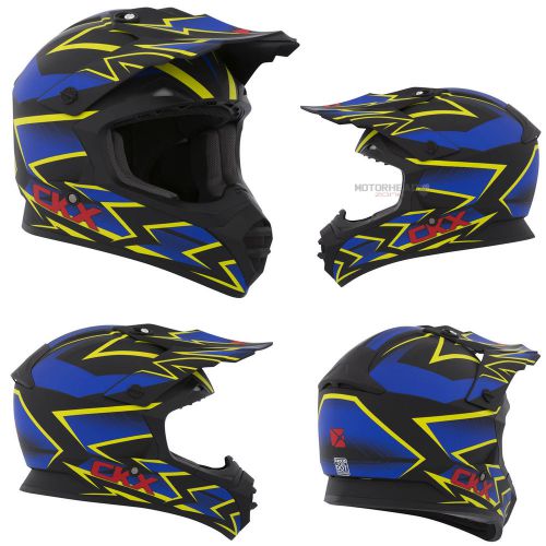 Mx helmet ckx tx-228 shock blue/yellow/black mat large off road dirt bike