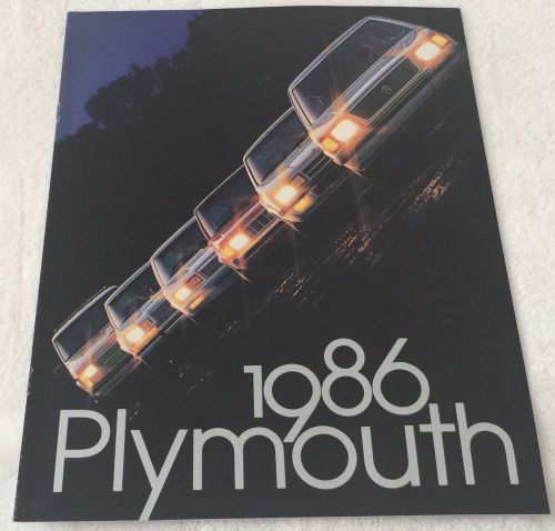 1986 brochure plymouth full line original dealer sales voyager reliant horizon