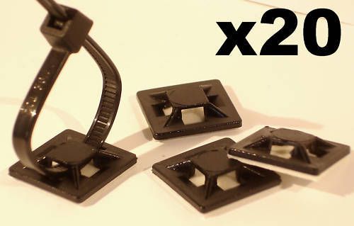 20x self adhesive cable tie mountings for looms &amp; cable