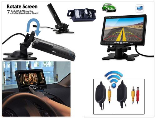 7&#034; car tft lcd monitor 2.4ghz wireless reverse car rear view backup camera kit