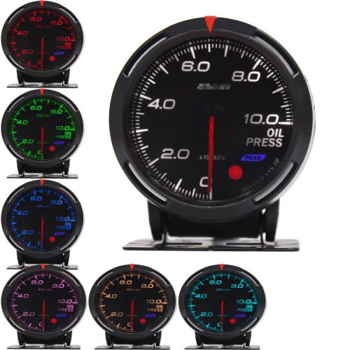 12v 60mm/2.36&#034; car oil pressure gauge meter led 7 colors universal 0kpa-1000kpa