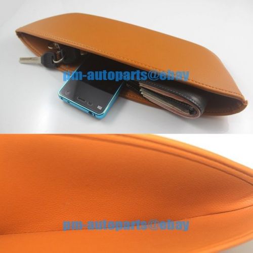 Pm portable tangerine leather storage pocket seat center console armrest box new