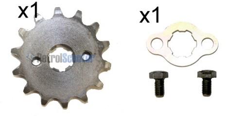 Pit bike steel heavy duty 14 tooth 420 sprocket 17mm hole + retainer + bolts