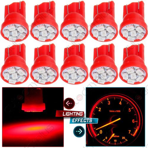 10x red t10 wedge 3020 6-smd led interior map light bulbs lamp 194 168 2825 w5w